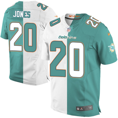 Men's Limited Reshad Jones Nike Jersey Aqua Green/White - #20 Split Fashion NFL Miami Dolphins